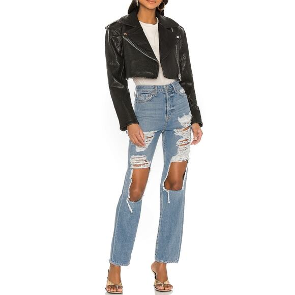 GRLFRND The Mica destroyed straight leg super high rise jeans in Fly Away 25 NEW - Picture 8 of 9